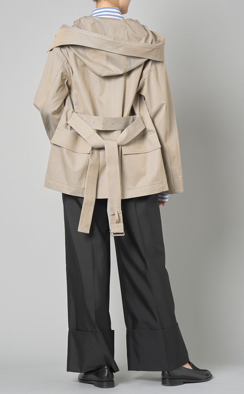 コットンベルテッドフーディコート