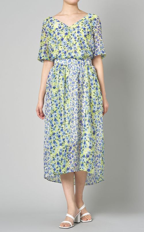 フラワープリントベルテッドワンピース