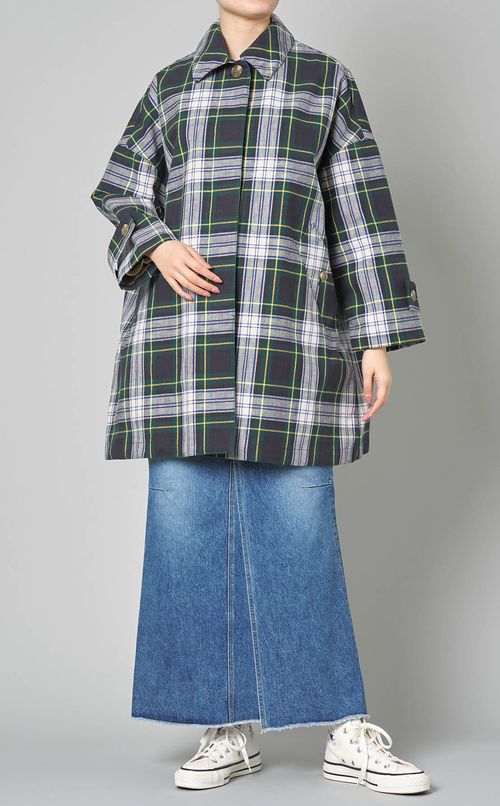 コットンタイプライターチェックコート