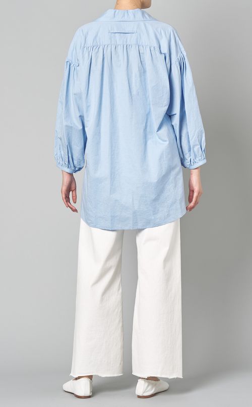 コットンリネンレースアップシャツ