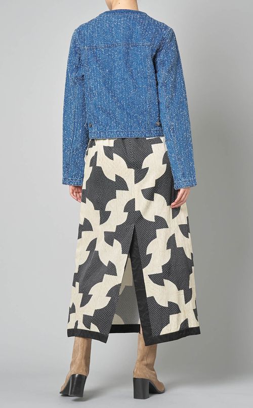 デニムツイードノーカラーブルゾン