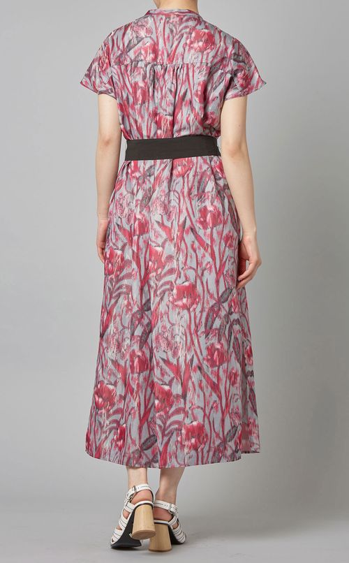 フラワープリントシャツワンピース