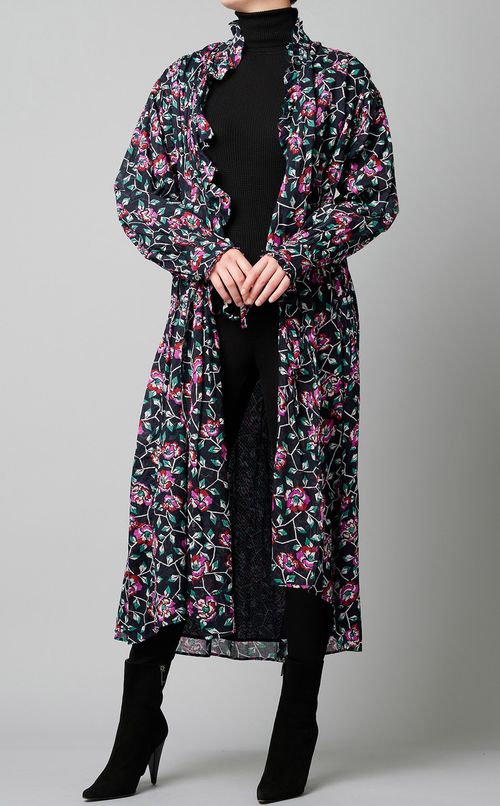 プリントフリルカシュクールワンピース