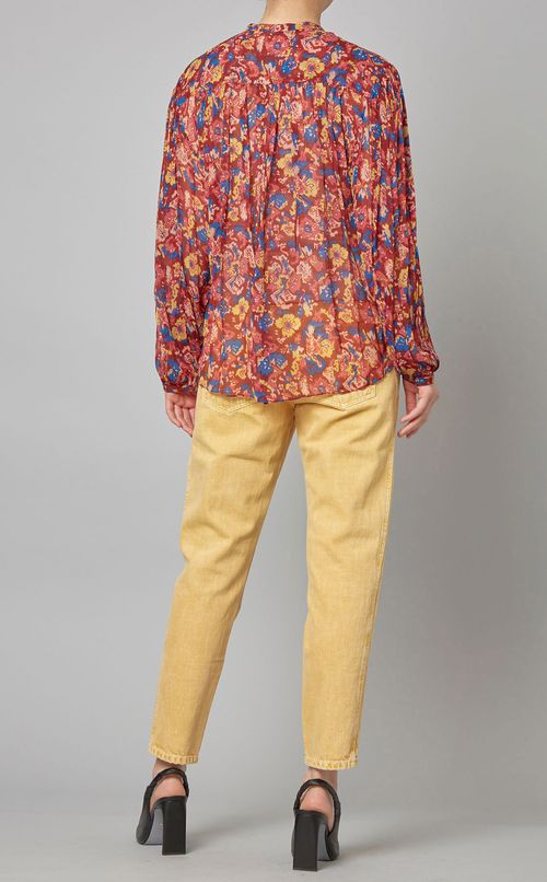 ヨーク切替プリントブラウス