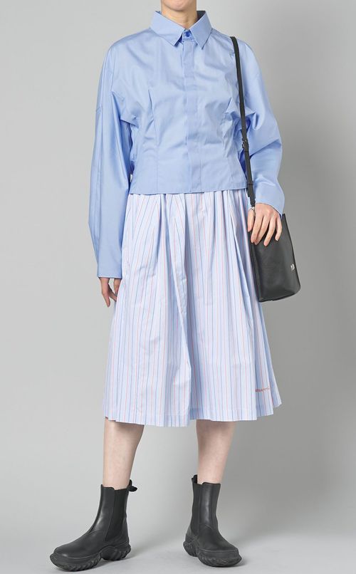 コットンポプリンバックギャザーブラウス