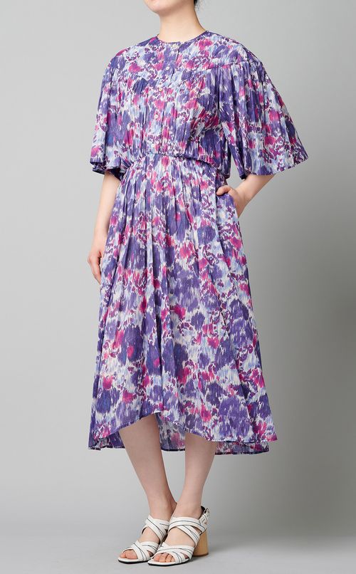 ベルスリーブギャザーロングワンピース