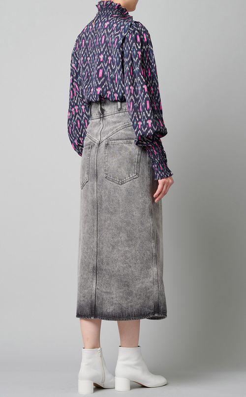 ハイネックシャーリングブラウス