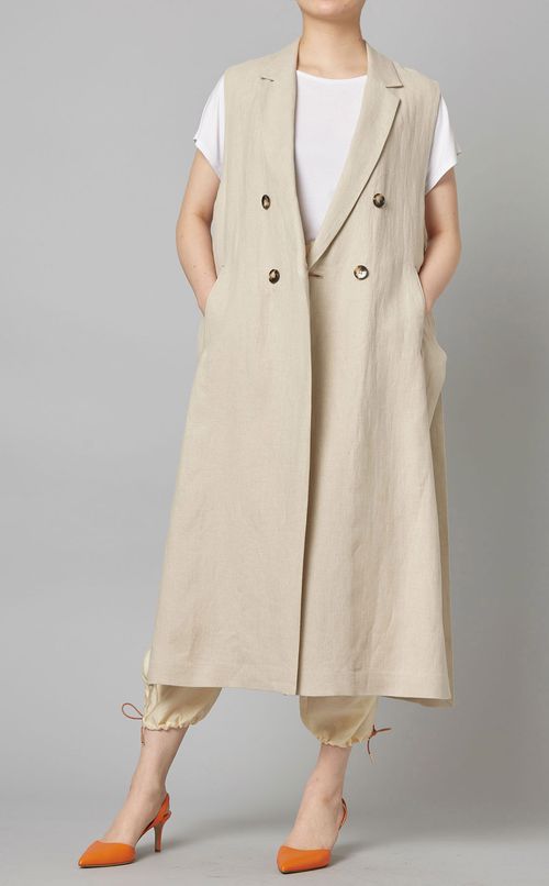 リネンダブルブレストロングジレ