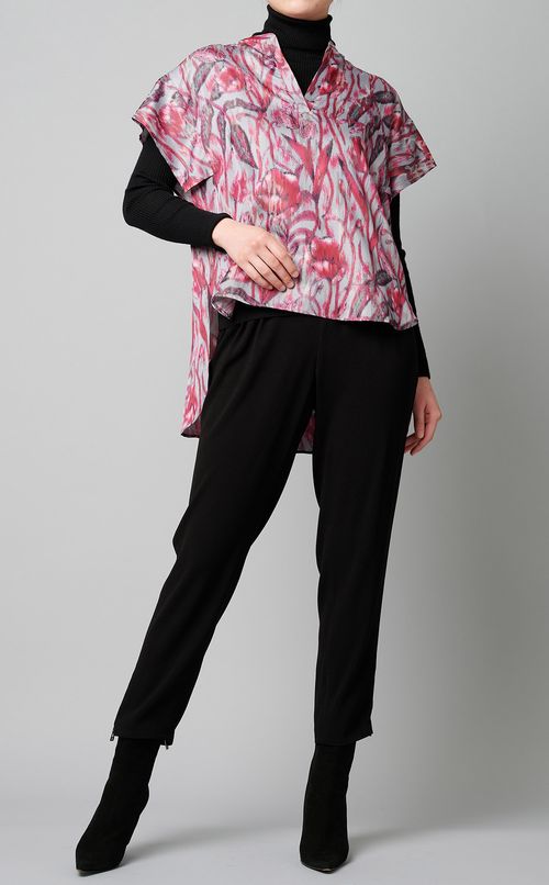 フラワープリントキーネックブラウス