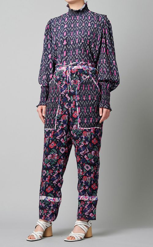 ハイネックシャーリングブラウス