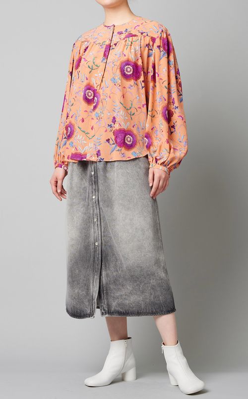 プリントギャザーブラウス