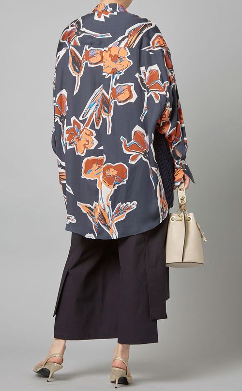 フラワープリントコクーンシャツ