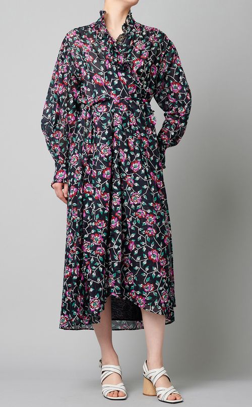 プリントフリルカシュクールワンピース