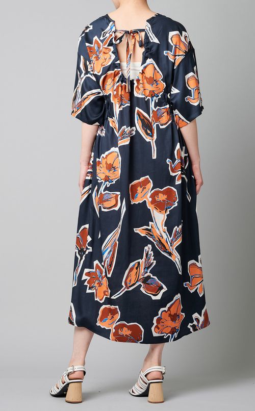 フラワープリントシャーリングドレス