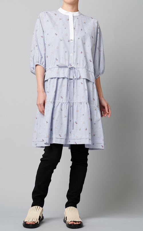 ミニフラワーストライプワンピース