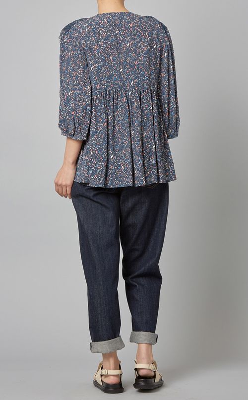 フロントレースプリントブラウス