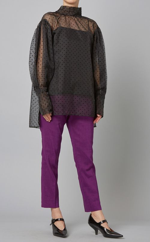 ドットパフスリーブブラウス