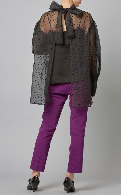 ドットパフスリーブブラウス