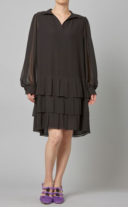 シアースリーブフレアワンピース