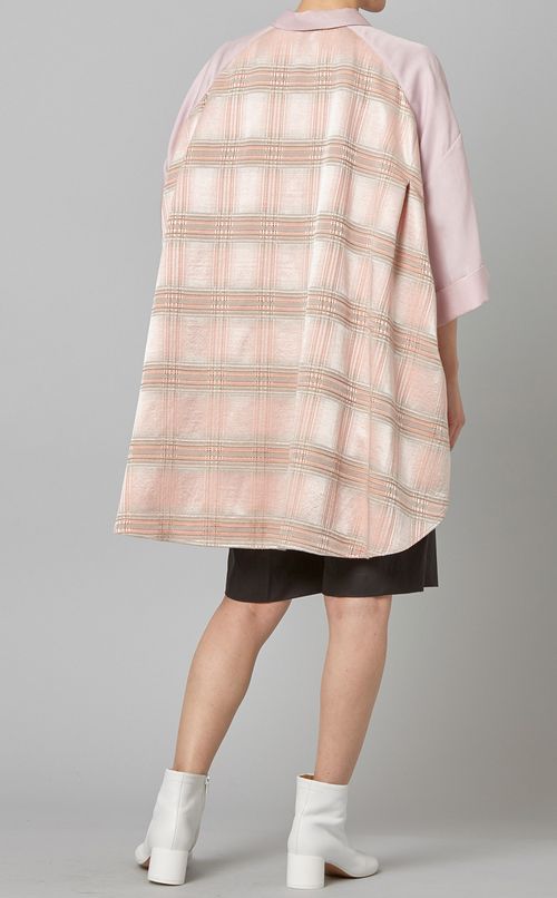 バックチェックビッグシルエットブラウス