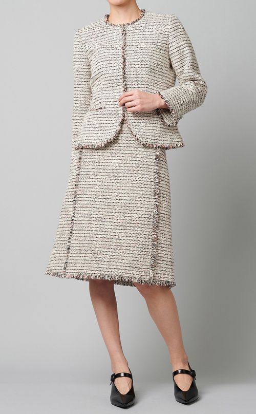 スリムツイードノーカラージャケット