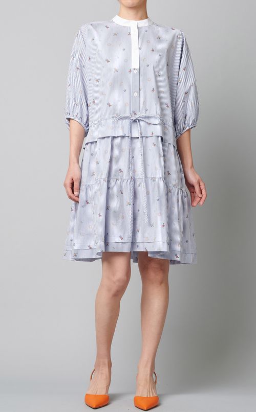 ミニフラワーストライプワンピース