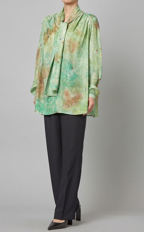 スケッチプリントスカーフブラウス