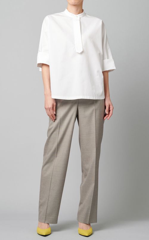 スタンドカラーヨークブラウス