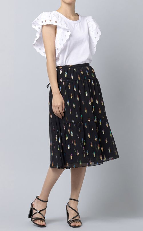 フェザーモチーフフレアスカート