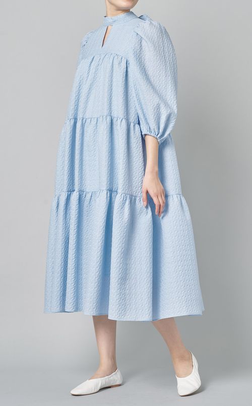 ジャガードティアードボウタイワンピース