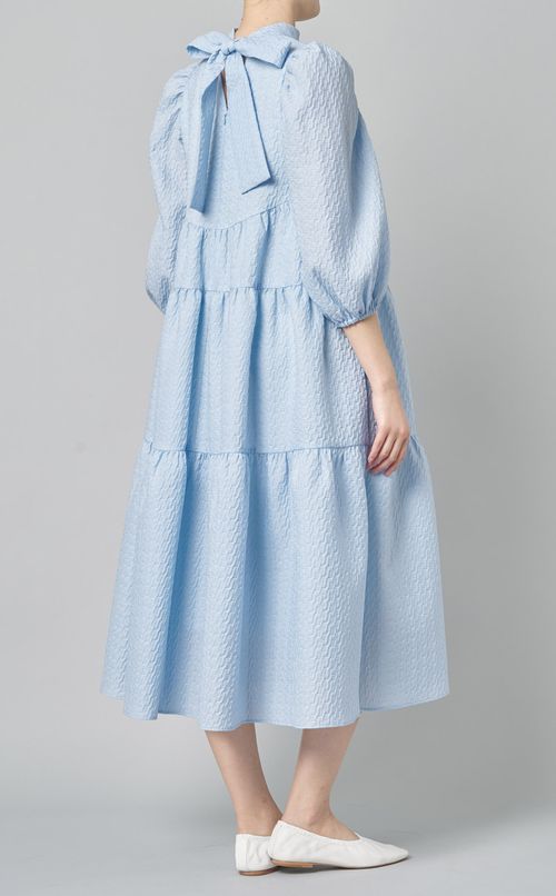 ジャガードティアードボウタイワンピース