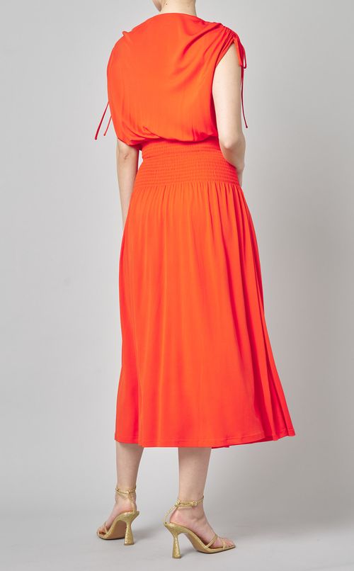 マットクレープギャザーロングワンピース