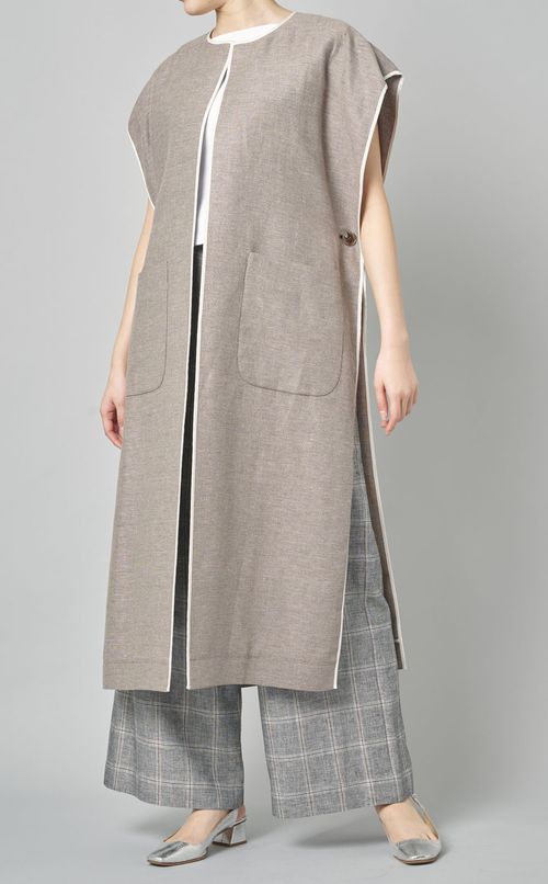 リネンコットンパイピングジレ