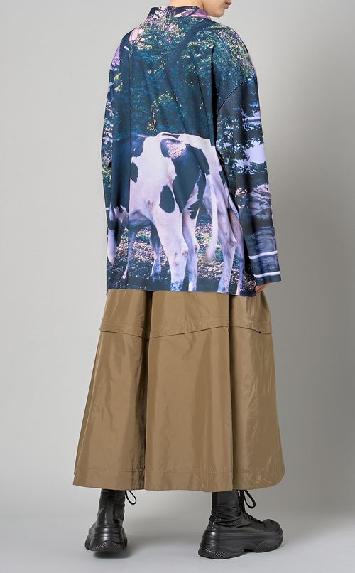 プリントリブVネックカーディガン