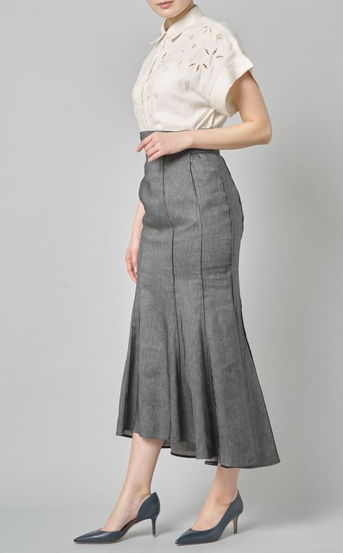 シルク麻ツイルマーメイドスカート