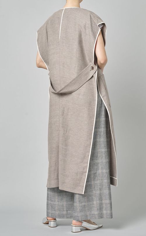 リネンコットンパイピングジレ