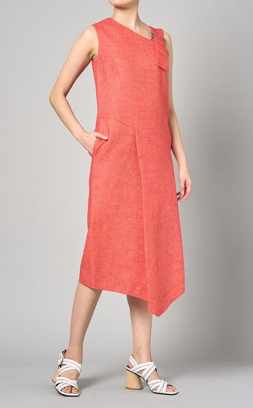 コットンリネンワンショルダードレス