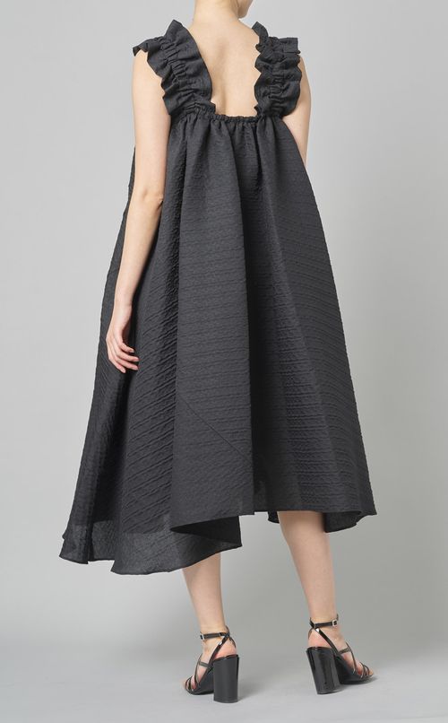 ジャガードギャザーフレアワンピース