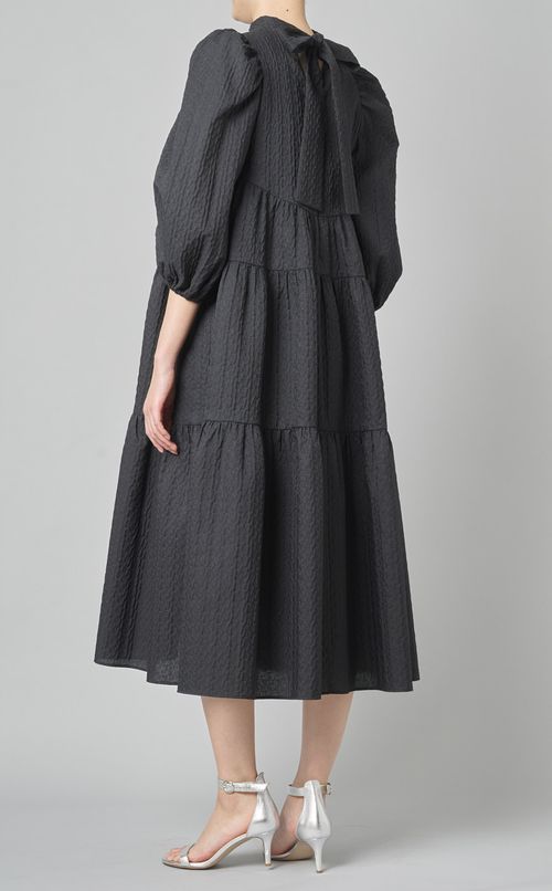 ジャガードティアードボウタイワンピース