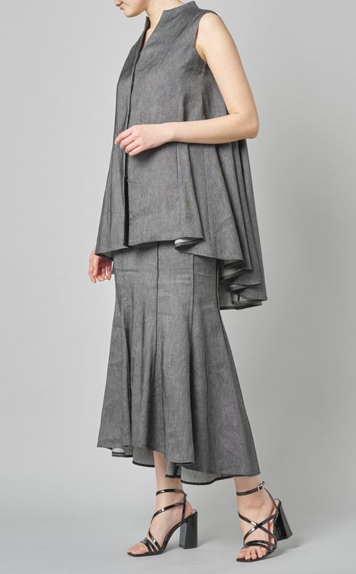 シルク麻ツイルマーメイドスカート