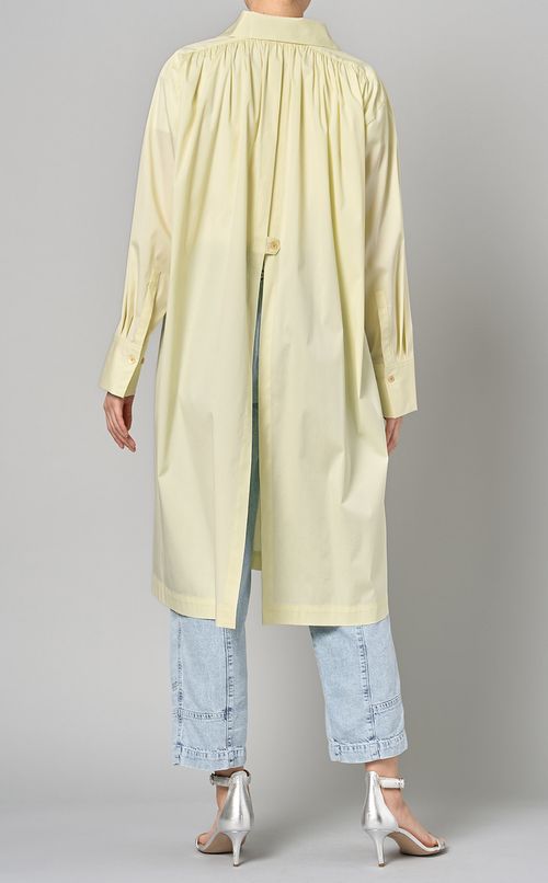 コットンストレッチハイネックシャツドレス