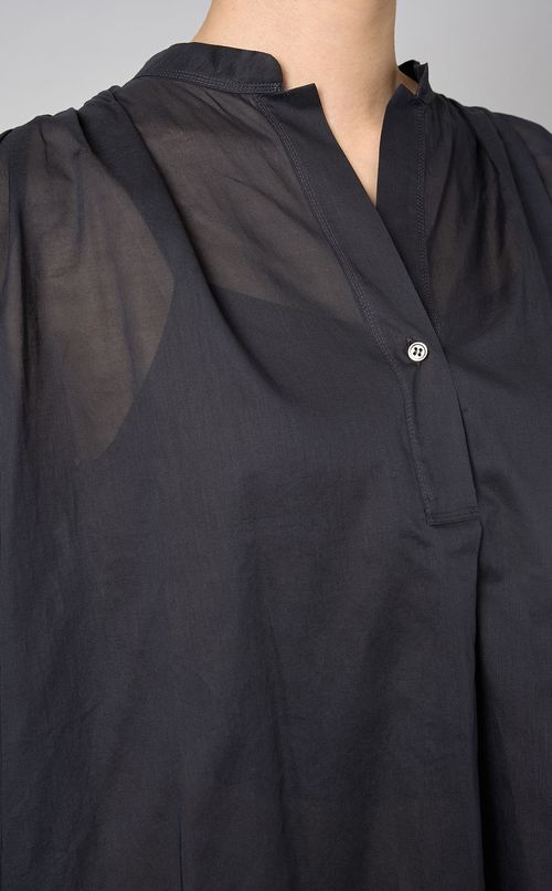 コットンリネンギャザーロングシャツ