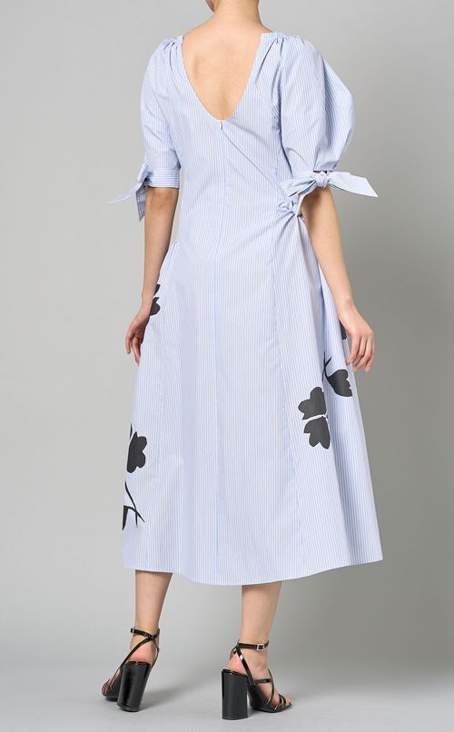 フラワープリントパフスリーブワンピース