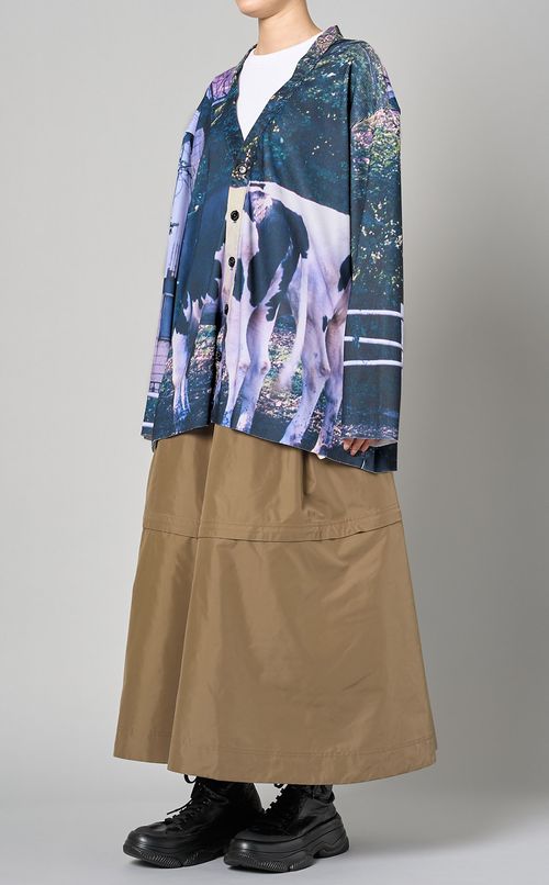 プリントリブVネックカーディガン