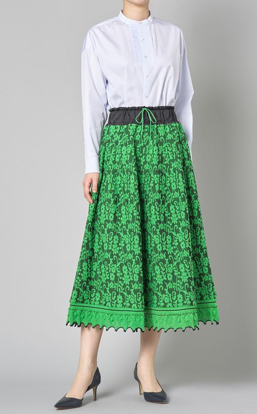 ピンタックノーカラーシャツ