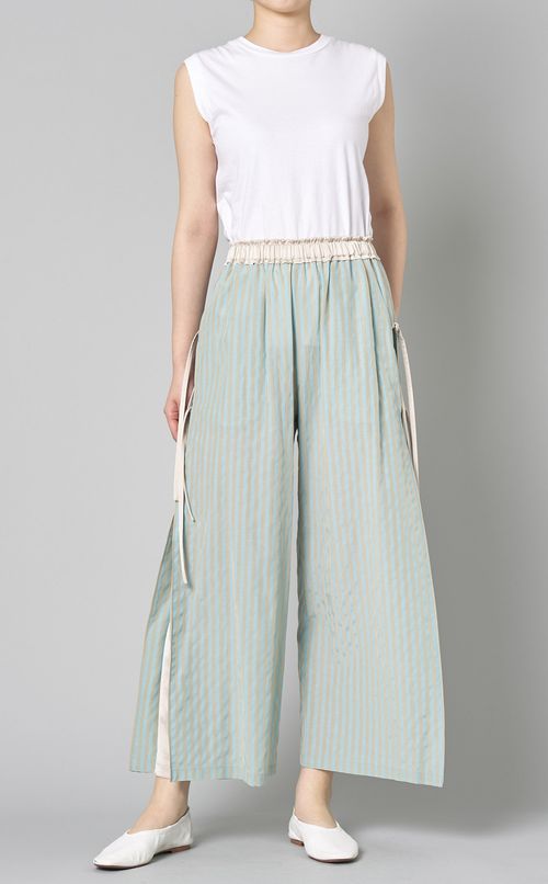 ストライプサイドリボンイージーパンツ