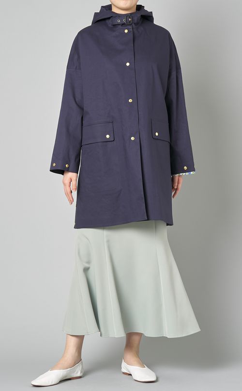 フーデッドコットンローンコート