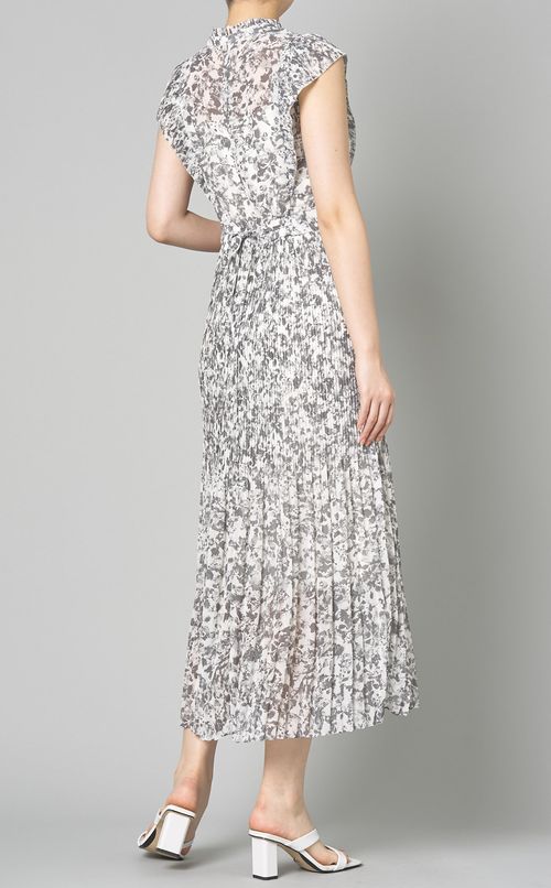 プリーツシフォンプリントワンピース