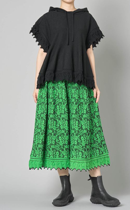 ミニフラワージャガードニットフーディ