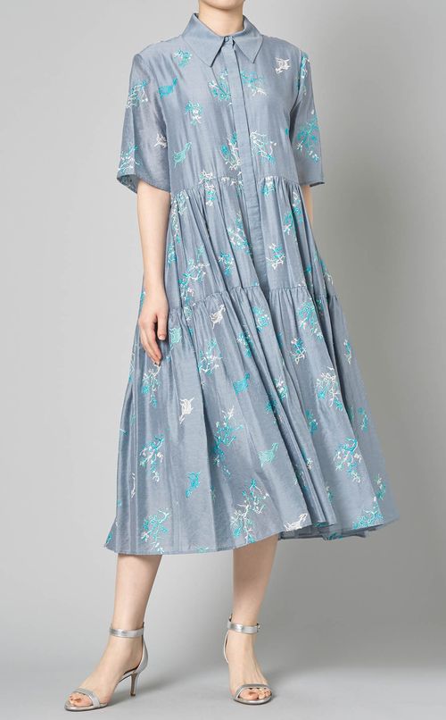 フィッシュエンブロイダリーシャツドレス